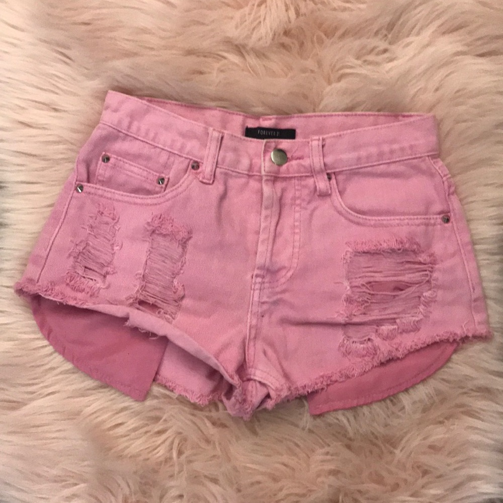 Pink high waisted booty shorts